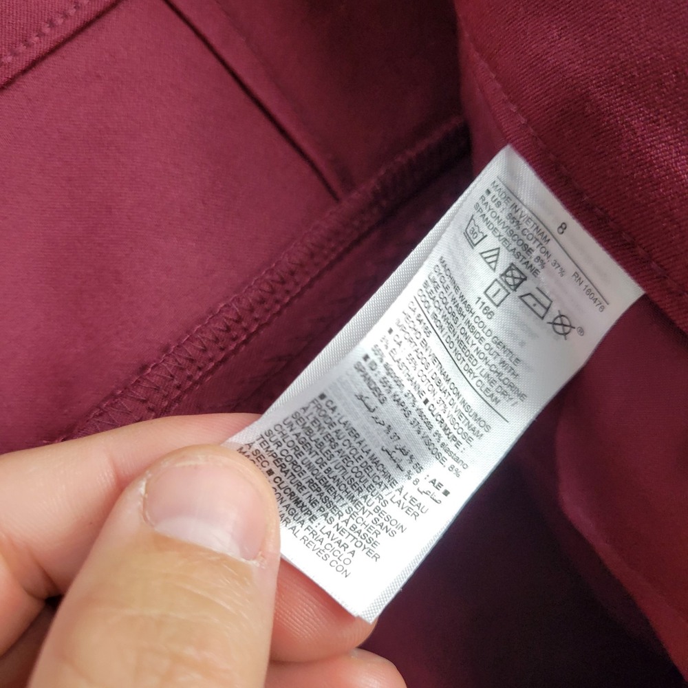 Old Navy Pixie Ankle Pants Womens 8 Wine Stain High Rise Secret Slim Pockets - Picture 4 of 8